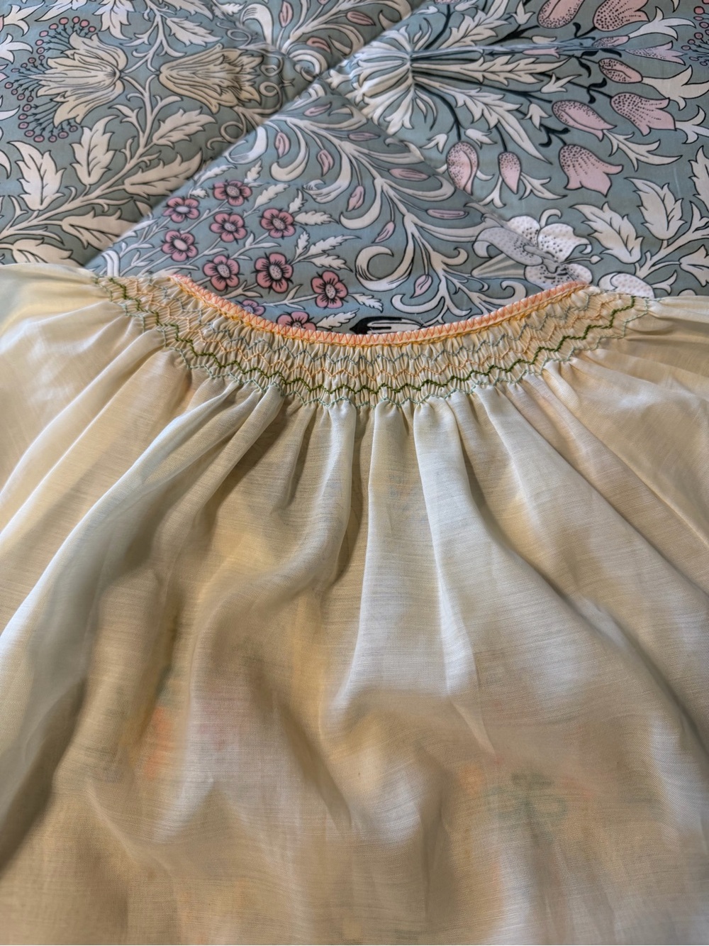 Handmade vintage Embroidered Ivory Peasant Blouse with Pastel Floral Detail - Picture 8 of 8